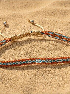 Handwoven Blue & Orange Braided Friendship Bracelet